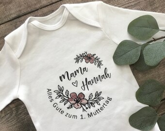 Personalisierter Muttertagsbody - Body, Babybody, Muttertag, Muttertagsgeschenk, Blumenbody, Mama, Mamageschenk, Geschenke für Mutti