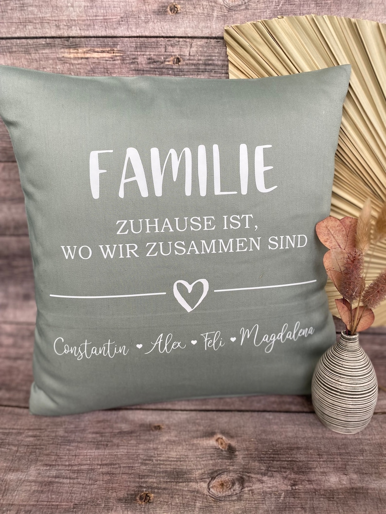 Personalisiertes Deko-Kissen mit den Namen der ganzen Familie, 40x40, ohne Reißverschluss Bild 2