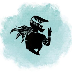 Mountain Biker Babe - Casque intégral cheveux flottants (VTT, ski, jeep, tout-terrain)
