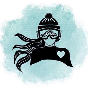 Ragazza degli sport invernali con capelli fluenti (sci, snowboard, ciaspole)