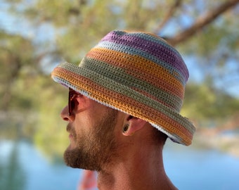 Crochet bucket hat, knitted bucket hat, bucket hat for men, bucket hat for women, summer bucket hat, boho bucket hat, custom bucket hat