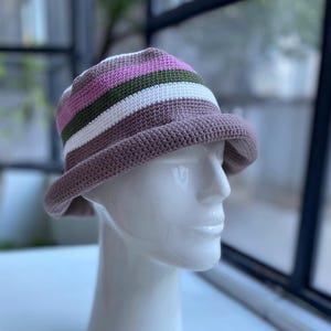 Hand-Knit Crochet Bucket Hat: Colorful Cotton Blend, Boho Sun Hat