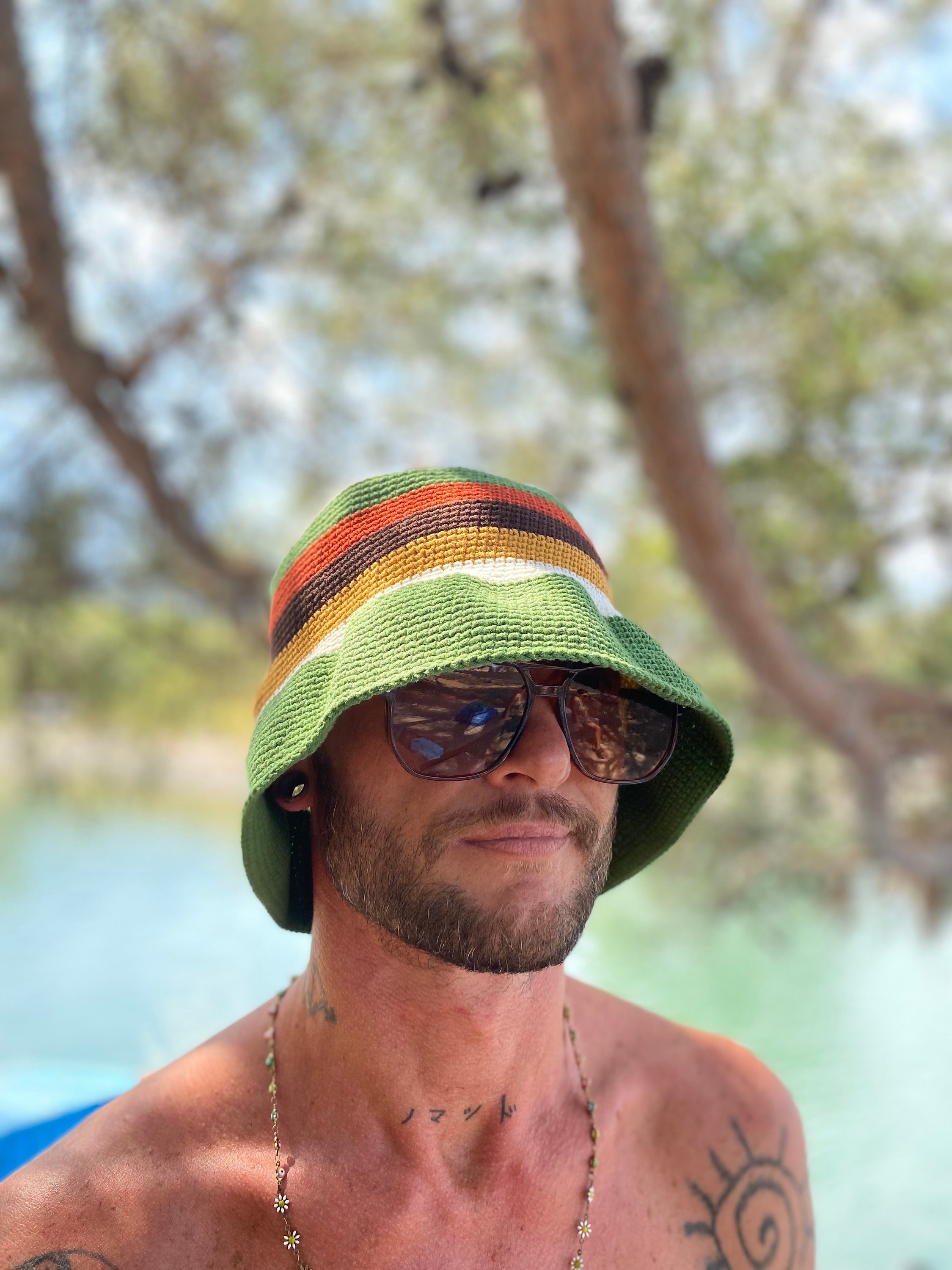 Crochet Bucket Hat Handmade Foldable Knitted Unisex GZWYHT Trucker Hat Clearance, Crochet Bucket Hat for Women  main image 3