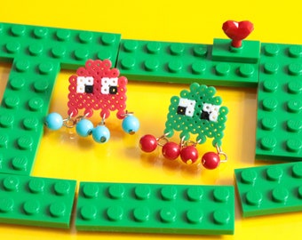 Ohrringe mit Weihnachts-Pac-Mann, Ohrringe mit Mosaik design, Game design,Moster Ohrringe, OOTD, Weihnachtsgeschenk