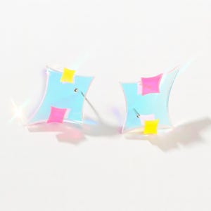Colorful Star Earrings Acrylic, Geometric Earrings Women, Y2K Jewelry, Transparent Acrylic Stud Earrings, Cyberpunk Future Style, Gift Idea