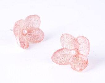 Pink cherry blossom earrings, flower earrings, Japanese style earrings, cherry blossom jewelry, petal earrings, sakura