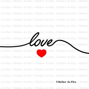 Flocking first name or personalized word love + heart flex iron-on vinyl size and color of your choice