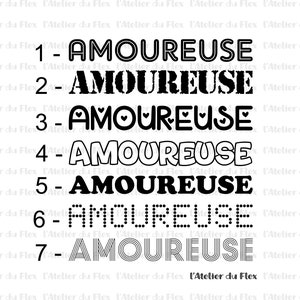 Parola Amoureuse personalizzabile termoadesiva floccata termoadesiva