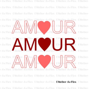 Personalized flex iron-on flocking sizes and colors of your choice word LOVE HEART