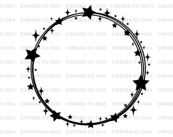 Flocking Frame triple circles starry glittering iron-on sizes and colors of your choice