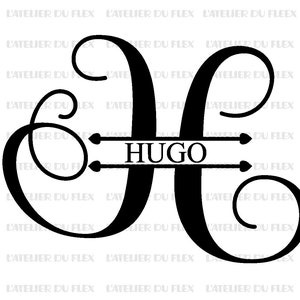 Flocking Monogram capital initial first name flex iron-on sizes and colors of your choice