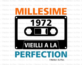 Flocking flex fusible audio cassette vintage anniversary date