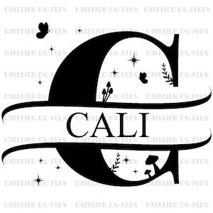 Flocking Monogram capital initial first name flex iron-on sizes and colors of your choice