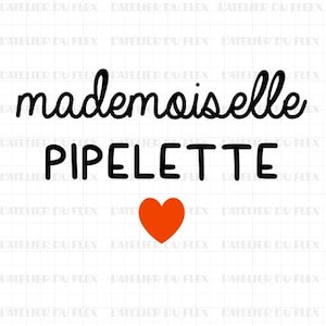 Mademoiselle iron-on flex flocking + personalized adjective word