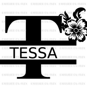 Flocking Monogram capital initial first name flex iron-on sizes and colors of your choice