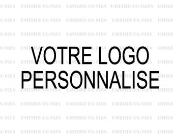 Custom heat-transfer vinyl logo printing available in various sizes and colors.