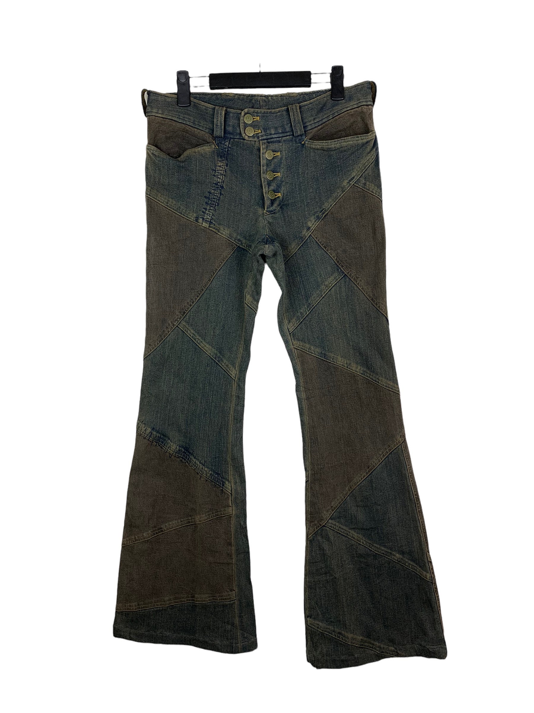 Vintage jaren 90 Japans merk Tornado Mart Patchwork Bootcut Denim Distressed Denim Zeldzaam Ontwerp Kleding Gender-neutrale kleding volwassenen Jeans 