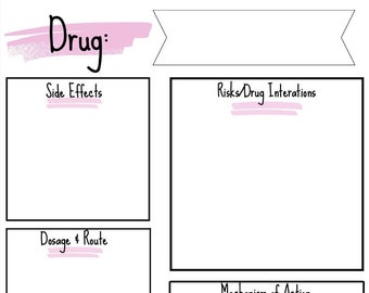 Digitale Karteikarten Vorlage für die Pharmakologie, Krankenpflege Studie, Apotheke, PDF