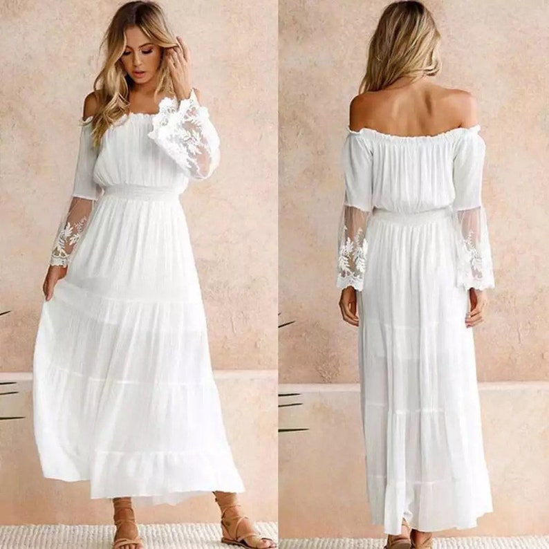 Boho Dress Summer Dress for Women Maxi Boho Dress White Etsy