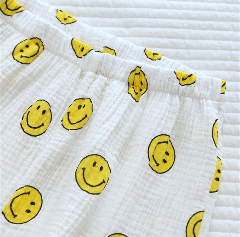 Smile Cotton Pajamascrepe Smiley Pajamassmile Pajamas Etsy