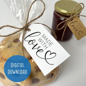 Druckbare Geschenkanhänger Made with Love | Digitaler Download | Label für handgemachte Geschenke | Ideal für Backwaren, Kunsthandwerk und Hochzeitsgeschenke