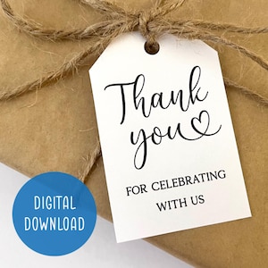 Afdrukbaar bedankje dat je dit met ons viert Cadeaukaartje | Digitale download | Speciale gelegenheden | Label voor feestbedankjes | Bedankcadeaus voor gasten