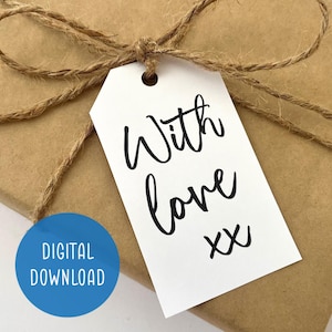 Printable With Love Geschenkanhänger | Digitaler Download | Schlichtes und modernes Design Geeignet für jeden Anlass | Geschenk Etikett | Drucken Sie Ihre eigene