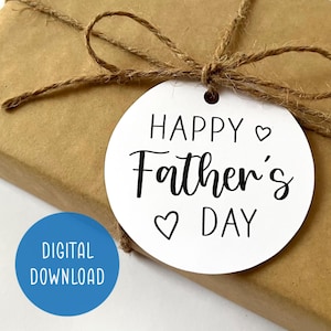 Ausdruckbare Geschenkanhänger zum Vatertag | Digitaler Download | Der alles Gute zum Vatertag | Kreis Anhänger | Einfaches modernes Herz Design | Minimalistische Geschenkverpackung