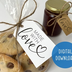 Printable Made with Love Gift Tag | Digital Download | Label for Handmade Presents | Ideal for Baked Goods, Craft Items and Wedding Favours