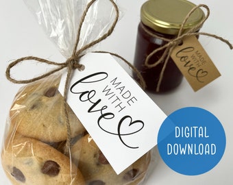 Printable Made with Love Gift Tag | Digital Download | Label for Handmade Presents | Ideal for Baked Goods, Craft Items and Wedding Favours