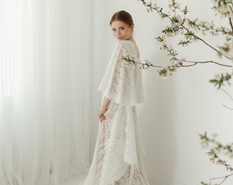 Boho wedding dress, elopement wedding dress, bohemian Wedding Dress, rustic lace wedding dress, lace wedding dress, hippie wedding dress
