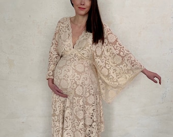 Kimono Women's Boho Dress | Lace Vintage Dress For The Maternity Session | Photo Props | Pregnancy Photo Shoot dress/ gown for photo shoot
