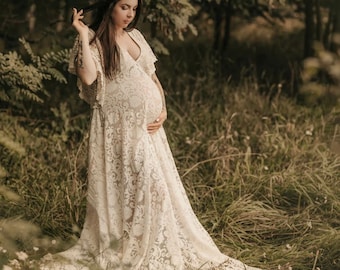 Lace boho dress, photo prop Dress, Maternity boho dress, photo shoot dress, Maternity lace gown, dress for maternity session