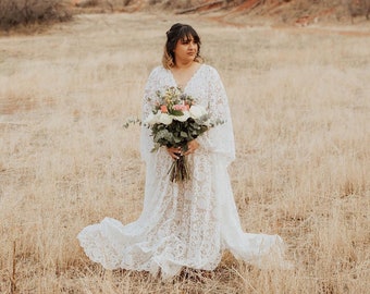 Vestido de novia bohemio con margaritas/vestido de novia bohemio/vestido de novia bohemio/vestido de novia de encaje vintage