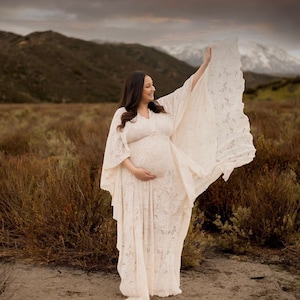 Butterfly sleeves Women&#39;s Boho Dress | Lace Vintage Dress For The Maternity Session | Photo Props | Pregnancy Photo Shoot/ photo prop dress