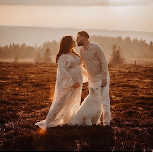 Victoria Women&#39;s Boho Dress | Lace Vintage Dress For The Maternity Session | Photo Props | Pregnancy Photo Shoot/ V5 design