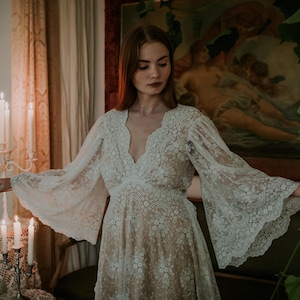 Robe de mariée en coton, robe de mariée, robe de mariée bohème, robe de mariée en dentelle rustique, robe de mariée en dentelle, robe de mariée hippie