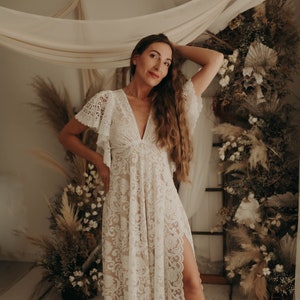 Natalia Boho wedding dress/ Bohemian wedding gown/ boho elopement dress/ vintage lace wedding dress/lace wedding dress/