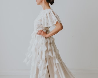 Feathers  wedding dress, wedding dress, bohemian wedding dress, lace wedding dress, elopement dress, elopement gown, boho wedding gown