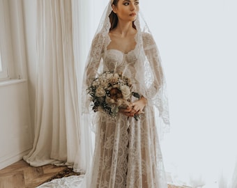 Corset Boho wedding dress, Lace corset dress, Bohemian wedding dress, corset for wedding