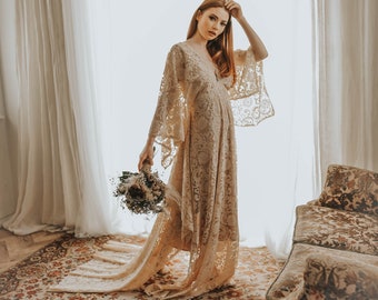 Vestido de novia bohemio con margaritas/vestido de novia bohemio/vestido de novia bohemio/vestido de novia de encaje vintage
