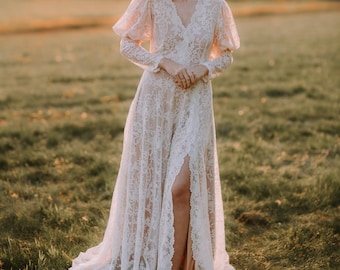 Victorian  wedding dress, wedding dress, bohemian wedding dress, lace wedding dress, romantic wedding, elopement gown