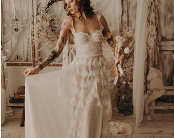 Corset Boho wedding dress, Lace corset dress, Bohemian wedding dress, corset for wedding