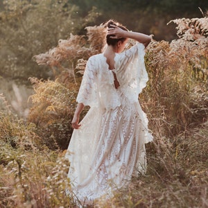 Boho wedding dress, elopement wedding dress, bohemian Wedding Dress, rustic lace wedding dress, lace wedding dress, hippie wedding dress