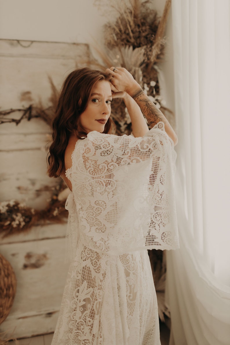 Robe boho Maggie Lace, mariage boho, robe boho de maternité, robe en dentelle de maternité, robe pour séance de maternité/ image 7