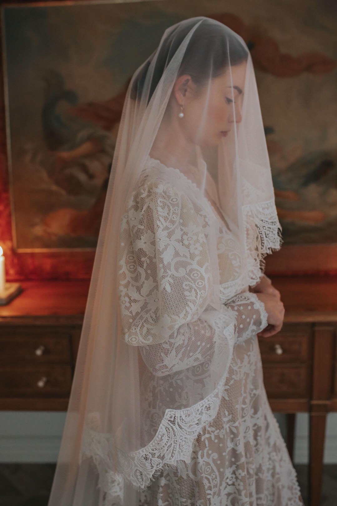 Velo de novia de tul, velo de novia, velo de novia romántico