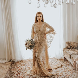Robe de mariée bohème, robe Elopement, robe de mariée bohème, robe de mariée kimono en dentelle