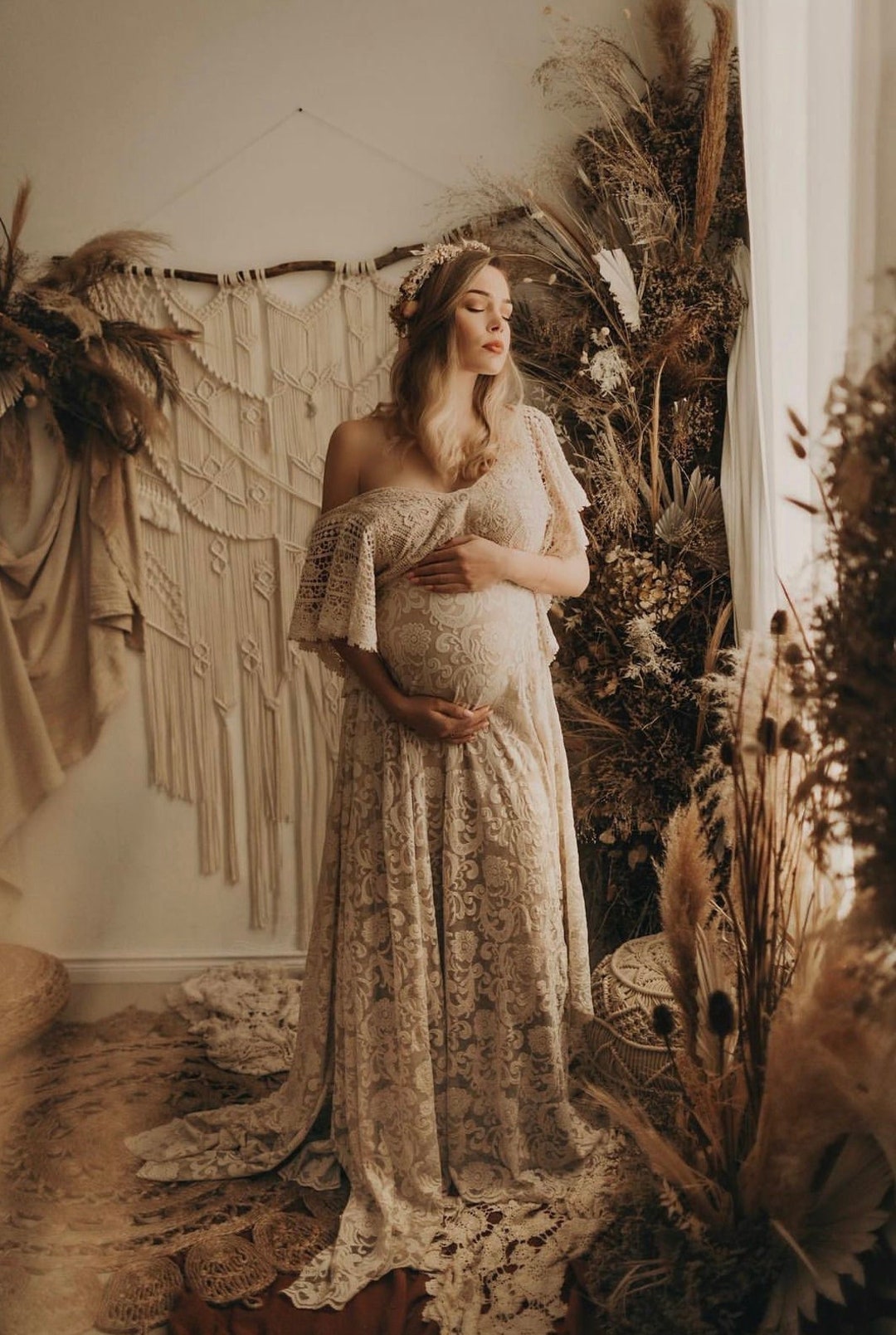 Lace Boho Dress, Bohemian Wedding Dress, Maternity Boho Dress, Boho ...