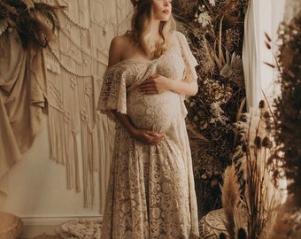 Lace boho dress, bohemian Wedding Dress, Maternity boho dress, Boho wedding dress, Maternity lace gown, dress for maternity session