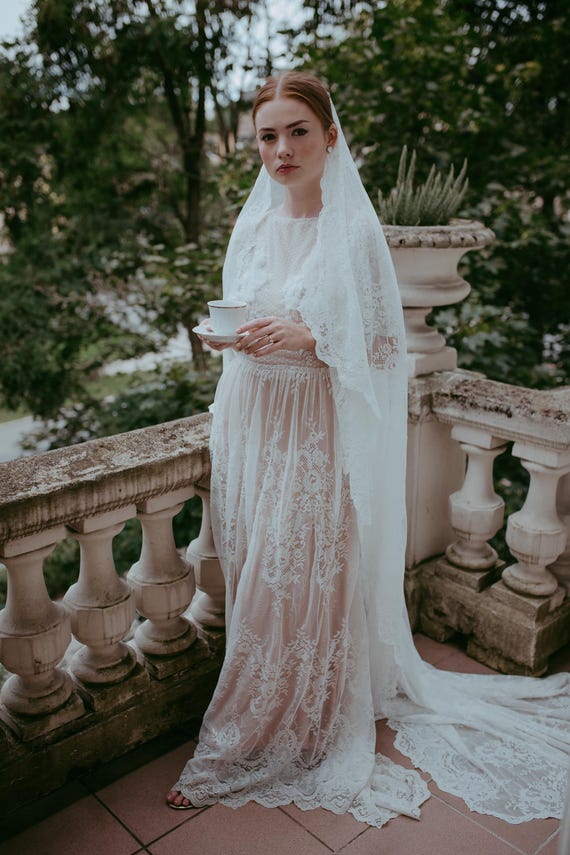 veil to match lace wedding dress Wedding Veil Bridal Veil 280cm Ivory Tulle Grace Veil by Grace Loves Lace